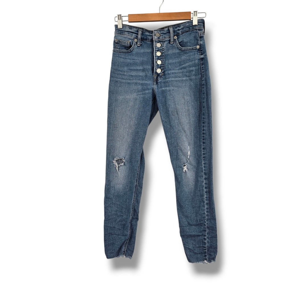 Lucky Brand Bridgette Skinny High Rise Button Fly Distressed Ankle Jeans 2/26